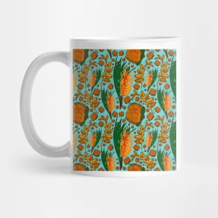 Blue and Orange Native Australian Floral Pattern - CreateArtHistory Mug